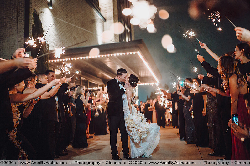 wedding sparklers exit by houston photographer