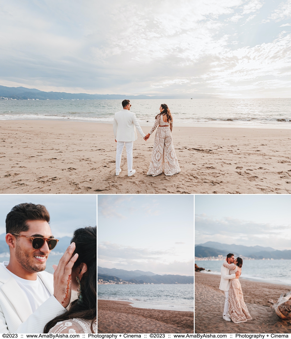 Bride and groom beach portraits